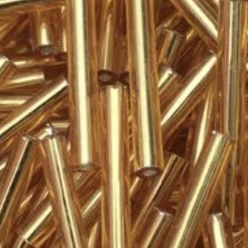 25mm Bugle Bead - Silver Lined Gold - 8gm Bag