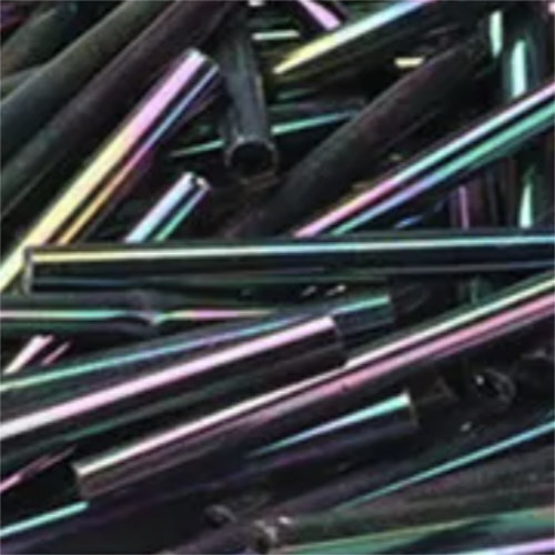 25mm Bugle Bead - Opaque Black AB - 8gm Bag