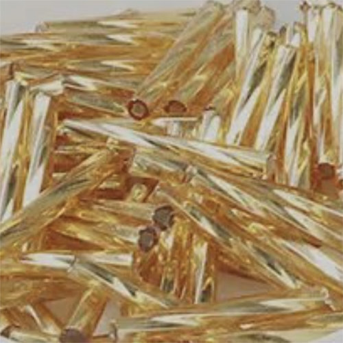 20mm Twisted Bugle Bead - Silver Lined Gold - 8gm Bag