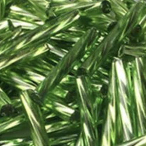 20mm Twisted Bugle Bead - Silver Lined Green - 8gm Bag