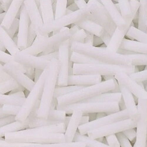 15mm Bugle Bead - Opaque White - 6gm Bag