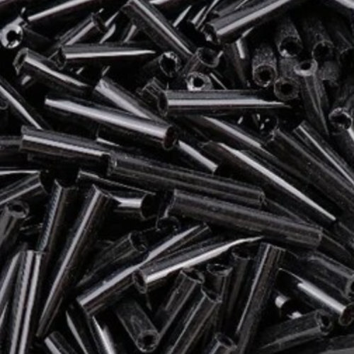 15mm Bugle Bead - Opaque Black - 6gm Bag