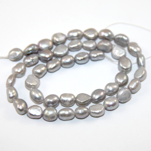 6mm - 7mm Grey Irregular Freshwater Pearls - A Grade - 38cm Strand
