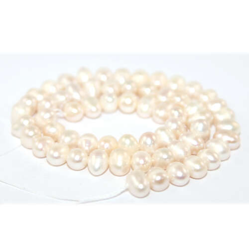 5mm - 6mm White Onion Freshwater Pearl - 38cm Strand