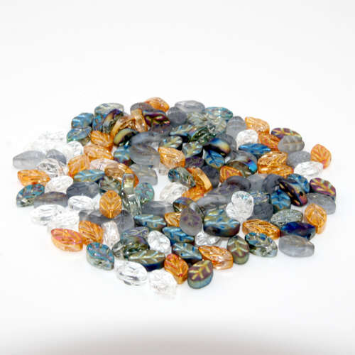 7mm x 11mm Mixed Petal Leaf Glass Bead - 10 Piece Bag