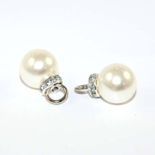 12mm Rhinestone Pearl Bauble Silver - 4 Piece Bag