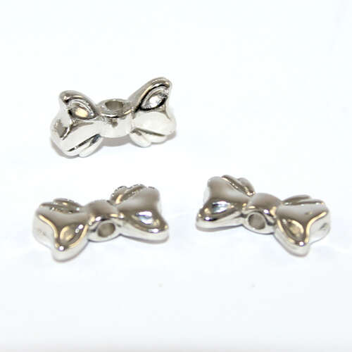 15mm x 9mm Acrylic Bow Beads Platinum - 10 Piece Bag
