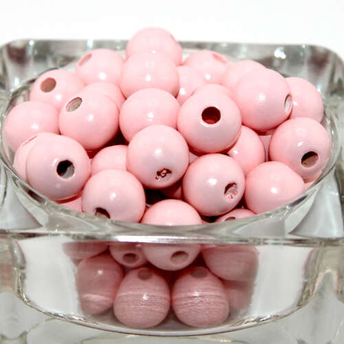 12mm Pale Pink Round Wood Beads - Bag of 50