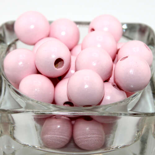 16mm Pale Pink Round Wood Beads - Bag of 10