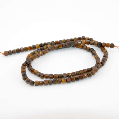 3mm x 3mm Tiger Eye Faceted Cube Beads - 36cm Strand