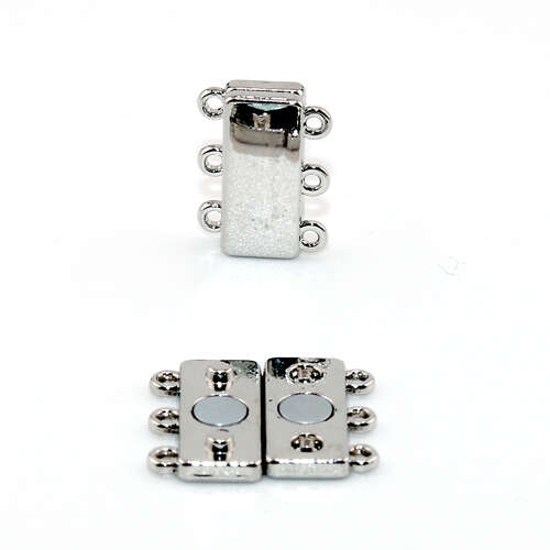 18mm x 13mm Flat Rectangular Magnetic Clasp - Platinum