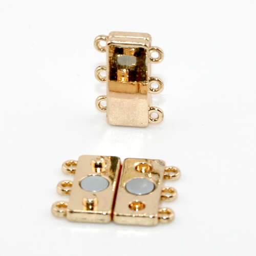 18mm x 13mm Flat Rectangular Magnetic Clasp - Pale Gold