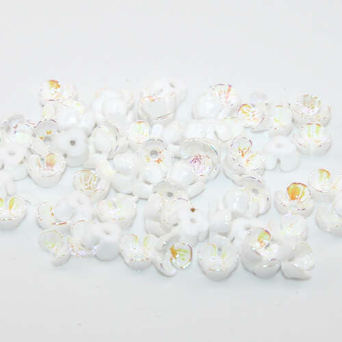 6mm White AB 3 Petal Acrylic Flower - 10 Piece Pack