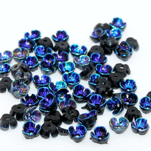 6mm Jet AB 3 Petal Acrylic Flower - 10 Piece Pack