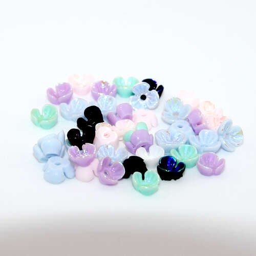 6mm Mixed Colours 3 Petal Acrylic Flower - 10 Piece Pack