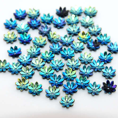 9mm Jet AB 8 Petals Acrylic Flower - 10 Piece Pack