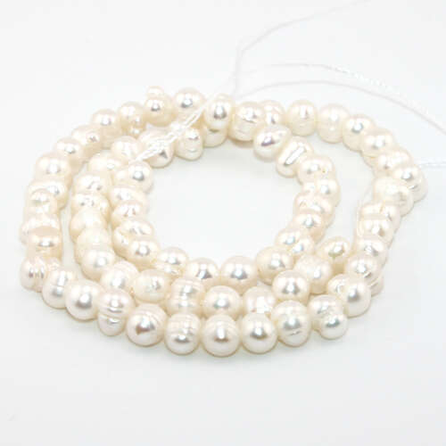 5mm - 6mm White Potato Freshwater Pearl - 35cm Strand