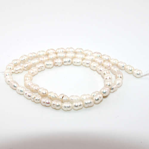 4mm x 6mm White Rice Freshwater Pearl - 35cm Strand