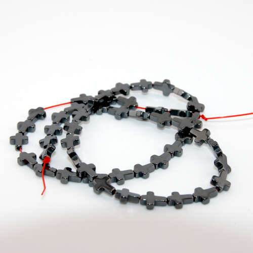 6mm x 8mm Hematite Cross Bead - 36cm Strand