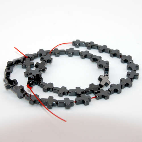 8mm x 10mm Hematite Cross Bead - 36cm Strand
