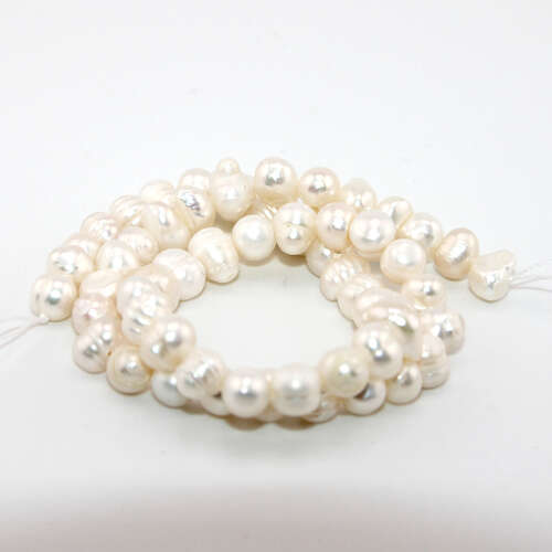 6mm - 7mm White Irregular Freshwater Pearl - 35cm Strand