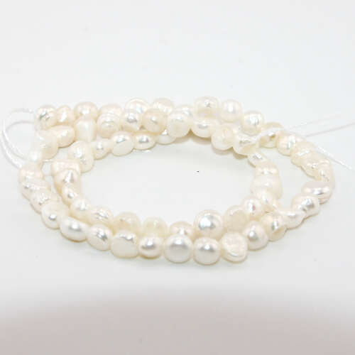 5mm - 6mm White Irregular Freshwater Pearl - 35cm Strand