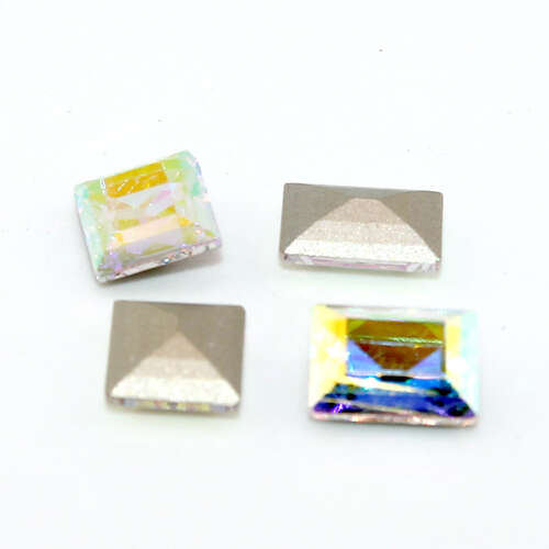 8mm x 10mm Crystal AB - 4527 Step Cut Stone - Pack of 2