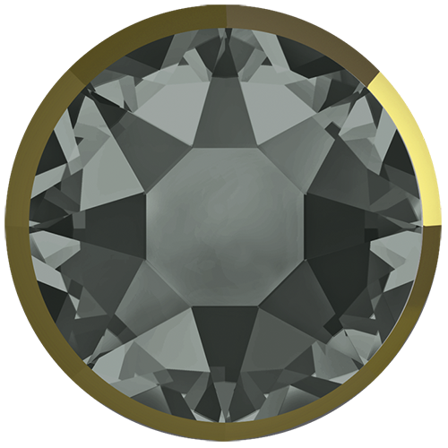 2088I - SS16 (3.80 - 4.00mm) - Black Diamond Dorado Z A HF (215 DORZ) - Rimmed No Hot Fix Flat Back Crystal
