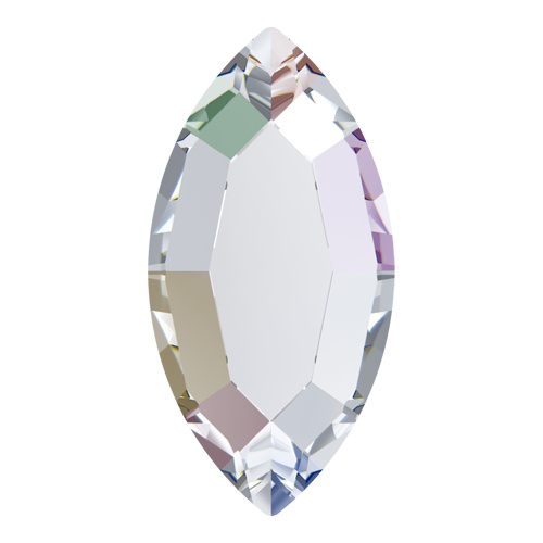 2200 - 8mm x 4mm - Crystal AB M HF (001 AB) - Navette Hot Fix Flat Back Crystal