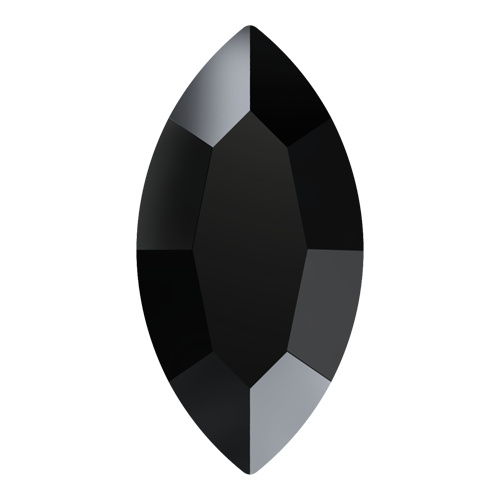2200 - 8mm x 4mm - Jet M HF (280) - Navette Hot Fix Flat Back Crystal