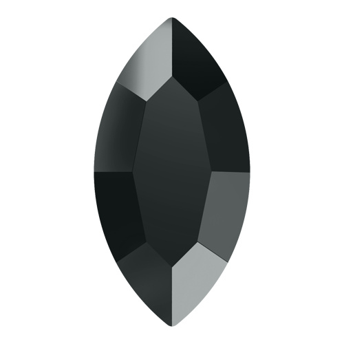 2200 - 8mm x 4mm - Jet Hematite M HF (280 HEM) - Navette Hot Fix Flat Back Crystal