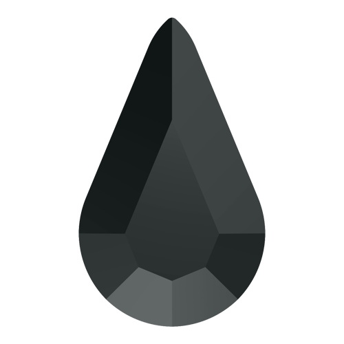 2300 - 8mm x 4.8mm - Jet Hematite M HF (280 HEM) - Teardrop Hot Fix Flat Back Crystal