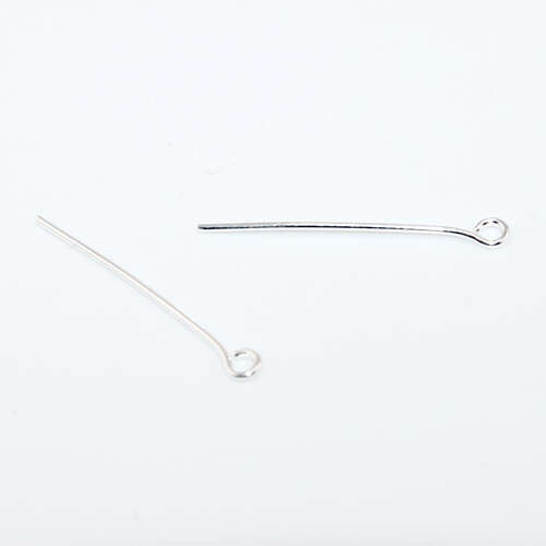 25mm x 0.7mm Silver  Plated Brass Eye Pin