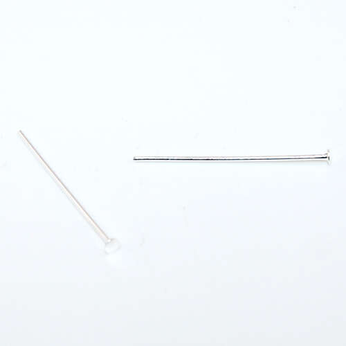 25mm x 0.7mm Silver  Plated Brass Head Pin