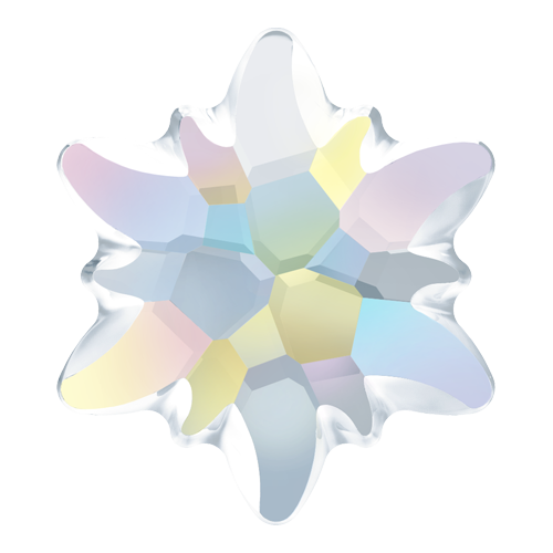 2753/G - 14mm - Crystal AB M HF (001 AB) - Edelweiss (Partially Frosted) Hot Fix Flat Back Crystal