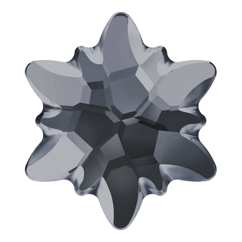 2753/G - 14mm - Crystal Silver Night M HF (001 SINI) - Edelweiss (Partially Frosted) Hot Fix Flat Back Crystal