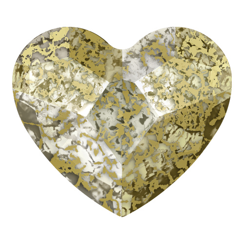 2808 - 6mm - Crystal Gold Patina M HF (001 GOLPA) - Heart Hot Fix Flat Back Crystal