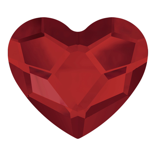 2808 - 6mm - Light Siam M HF (227) - Heart Hot Fix Flat Back Crystal