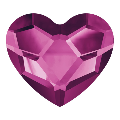 2808 - 6mm - Fuchsia M HF (502) - Heart Hot Fix Flat Back Crystal