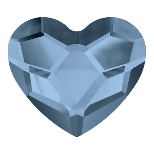 2808 - 10mm - Denim Blue M HF (266) - Heart Hot Fix Flat Back Crystal