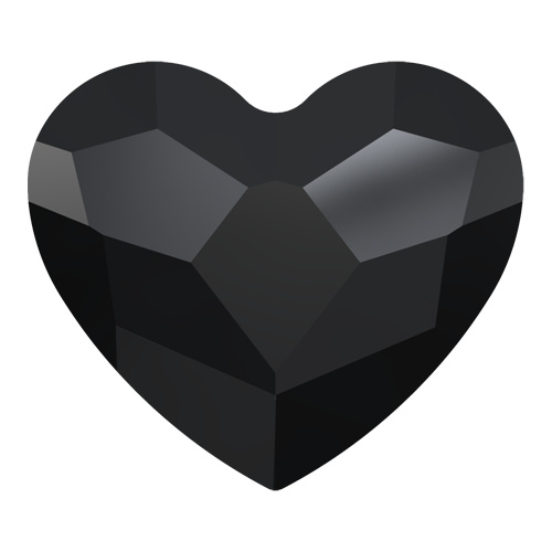 2808 - 10mm - Jet M HF (280) - Heart Hot Fix Flat Back Crystal