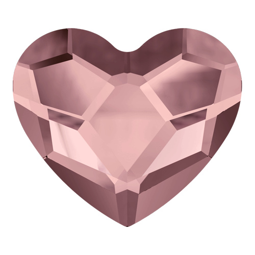 2808 - 6mm - Crystal Antique Pink F (001 ANTP) - Heart No Hot Fix Flat Back Crystal