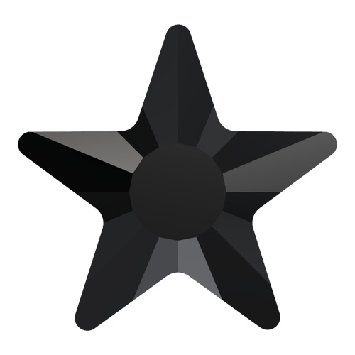 2817 - 5mm - Jet M HF (280) - Star Hot Fix Flat Back Crystal