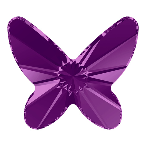 2854 - 8mm - Amethyst F (204) - Butterfly Non Hot Fix Flat Back Crystal