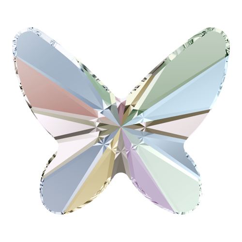 2854 - 12mm - Crystal AB F (001 AB) - Butterfly Non Hot Fix Flat Back Crystal