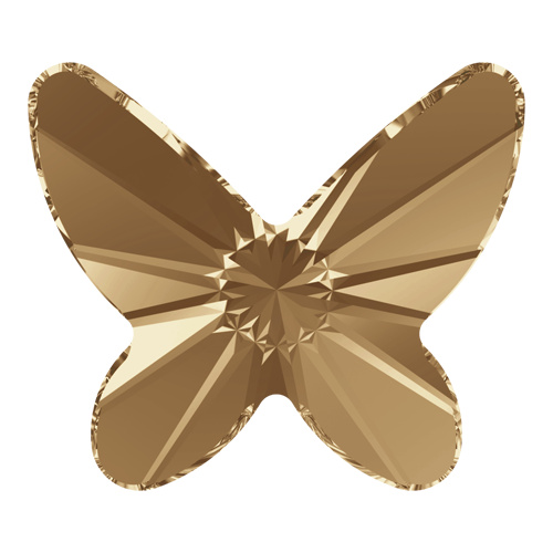 2854 - 12mm - Crystal Golden Shadow F (001 GSHA) - Butterfly Non Hot Fix Flat Back Crystal