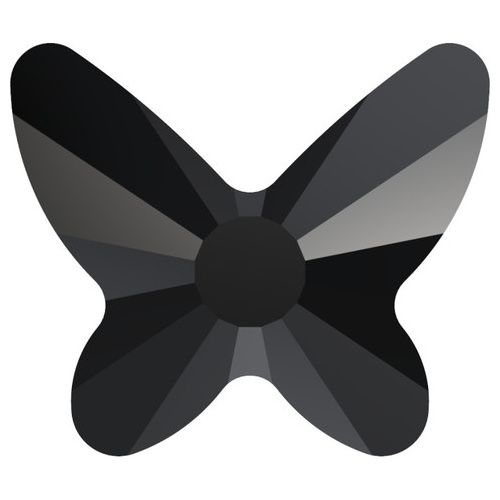 2855 - 8mm - Jet M HF (280) - Butterfly Hot Fix Flat Back Crystal