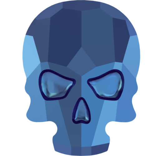 2856 - 7.7mm x 10mm - Crystal Metallic Blue F (001 METBL) - Skull Hot Fix Flat Back Crystal