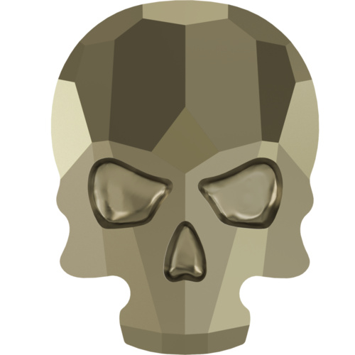 2856 - 7.7mm x 10mm - Crystal Metallic Light Gold F (001 MLGLD) - Skull Hot Fix Flat Back Crystal
