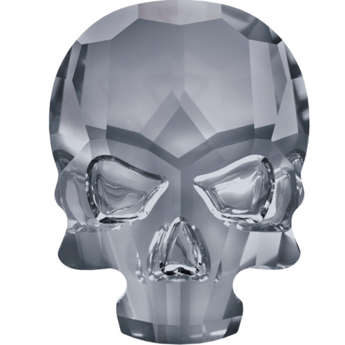 2856 - 7.7mm x 10mm - Crystal Silver Night (001 SINI) - Skull Hot Fix Flat Back Crystal